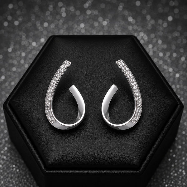 Celeste Curve Crystal Earrings