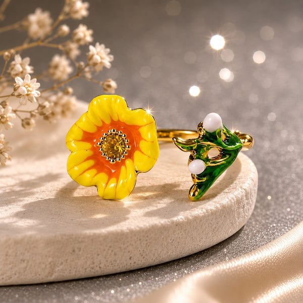 Golden Bloom Adjustable Ring