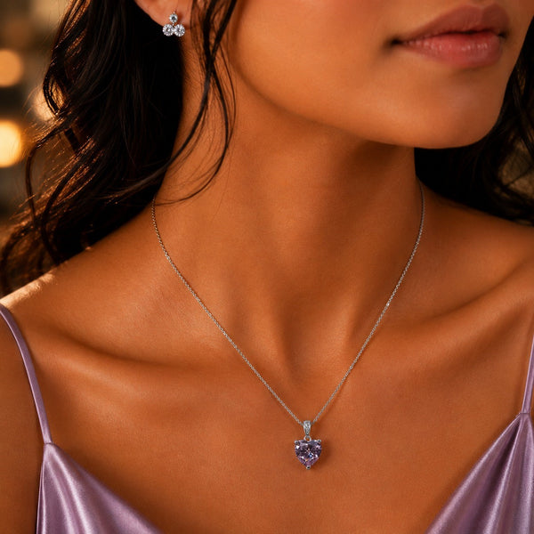 Crystal Heart Solitaire Necklace
