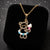 Honey Bear Charm Pendant Necklace with teddy bear charm and blue and pink enamel honey pot detail