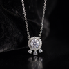Triple Accent Halo Pendant Necklace
