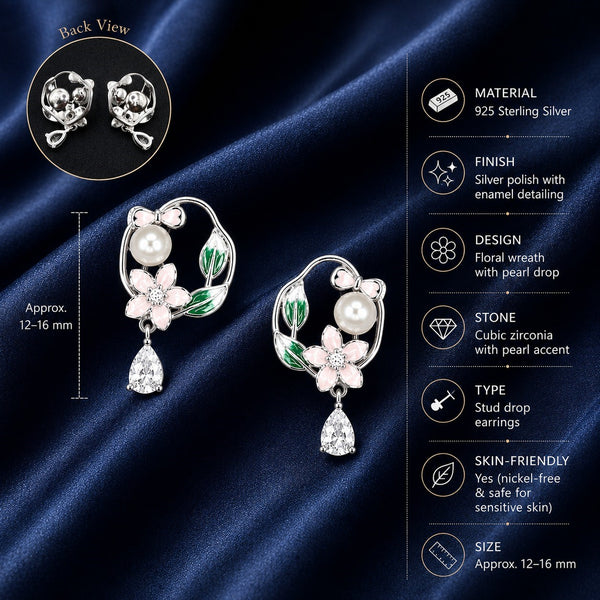 Blossom Pearl Drop Stud Earrings
