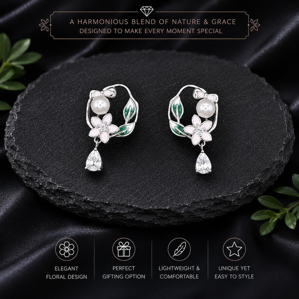 Blossom Pearl Drop Stud Earrings