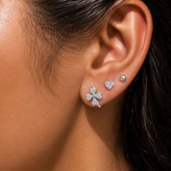 Lucky Clover Charm Stud Set