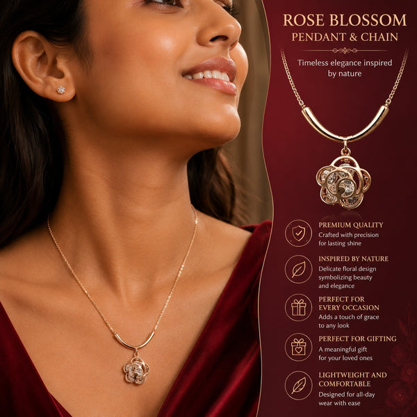 Rose Bloom CZ Pendant Necklace