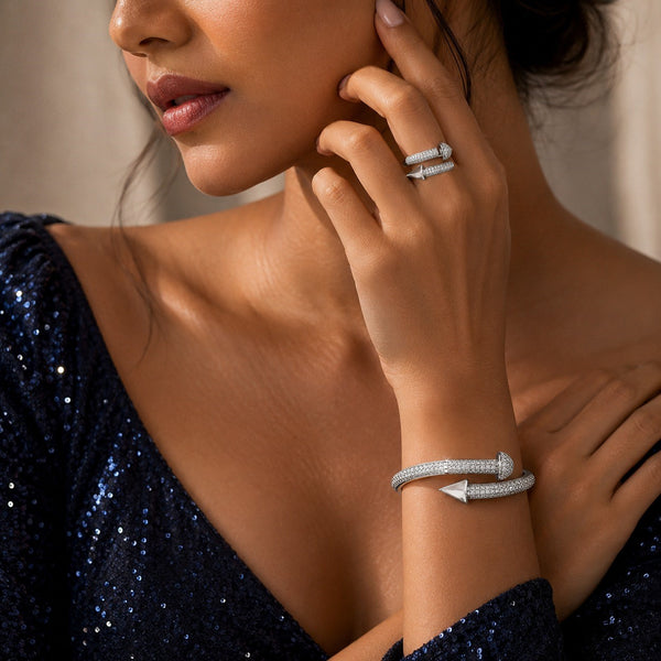 Luxe Crystal Nail Bangle & Ring Set