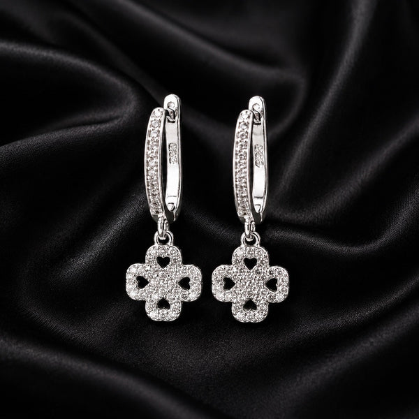 Crystal Clover Hoop Earrings