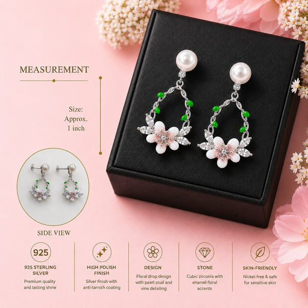 Pearl Blossom Drop Earrings