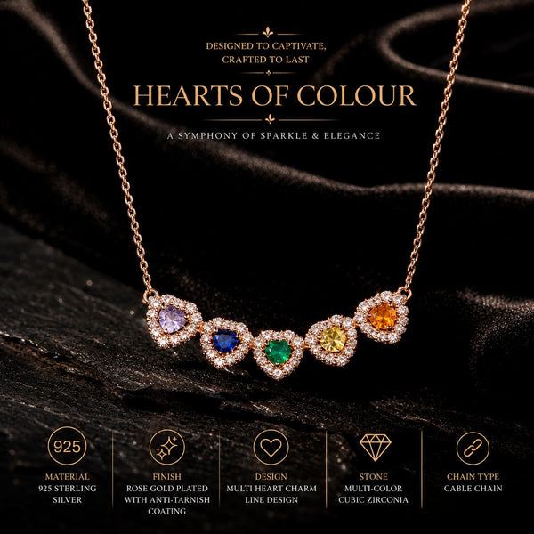 Rainbow Heart Charm Necklace