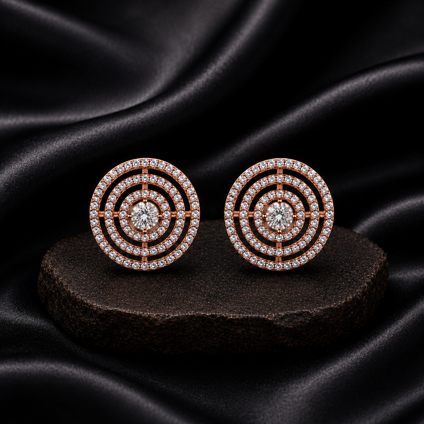 Radiant Halo Circle Stud Earrings