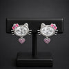 Crystal Kitty Heart Stud Earrings