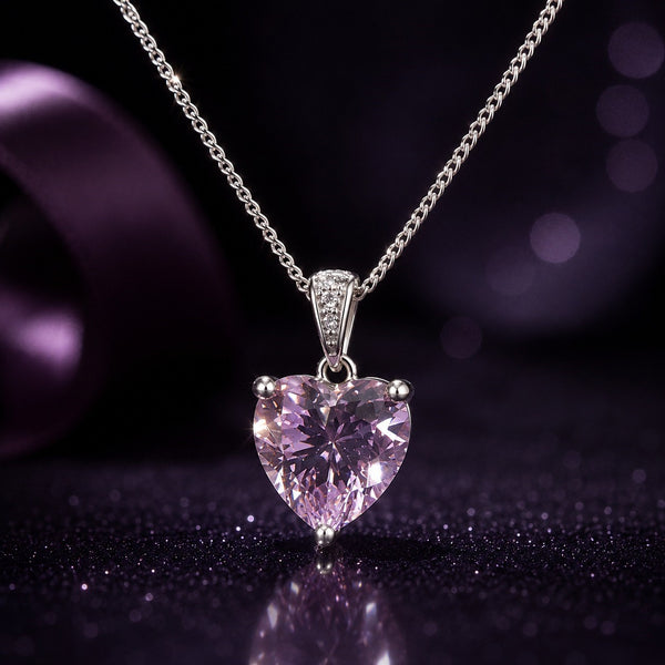 Crystal Heart Solitaire Necklace