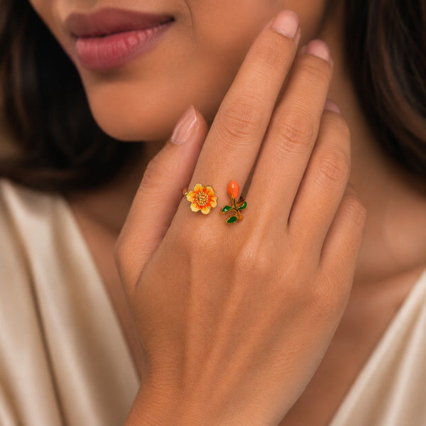 Golden Blossom Bud Ring