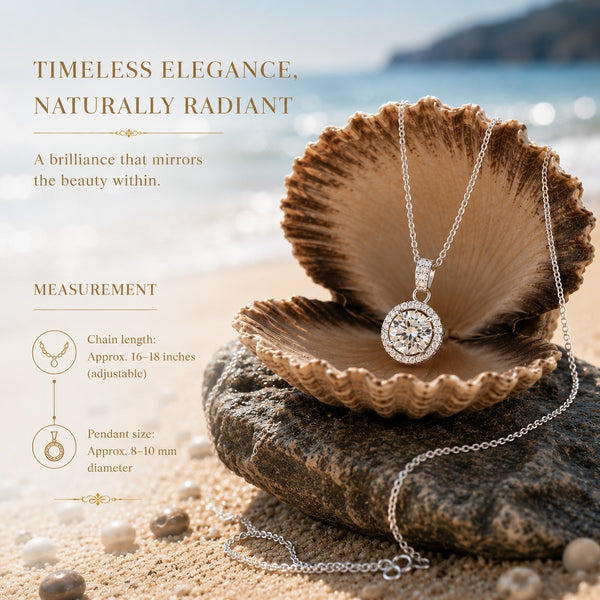 Elegant Halo Solitaire Pendant Necklace