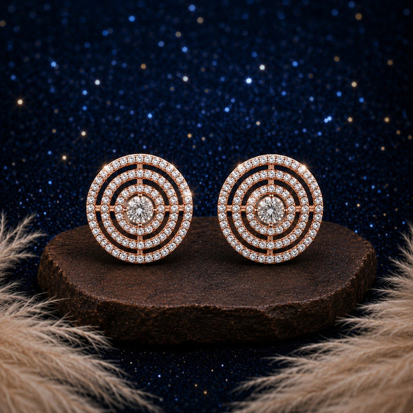 Radiant Halo Circle Stud Earrings