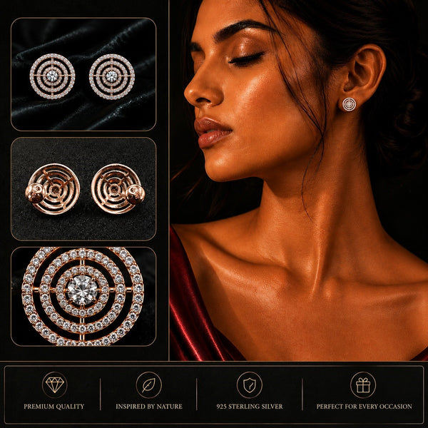 Radiant Halo Circle Stud Earrings