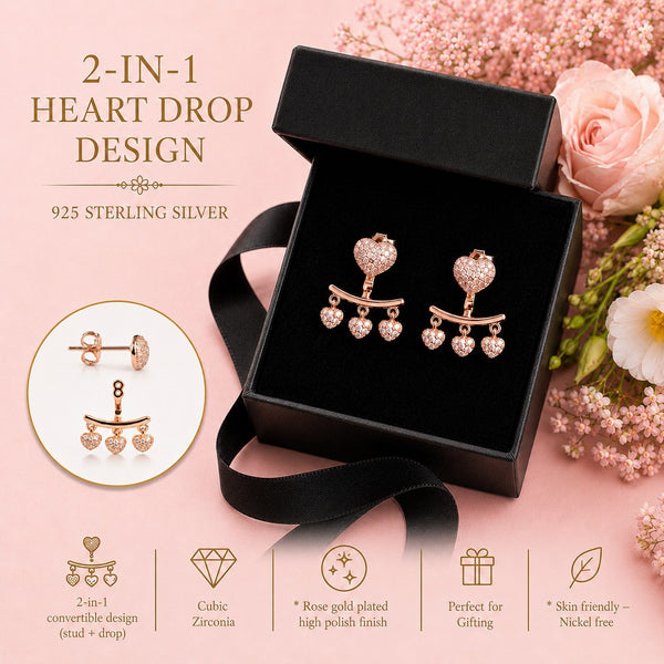 Heart Charm 2-in-1 Drop Earrings