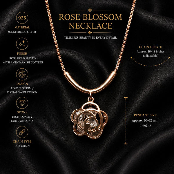 Rose Bloom CZ Pendant Necklace