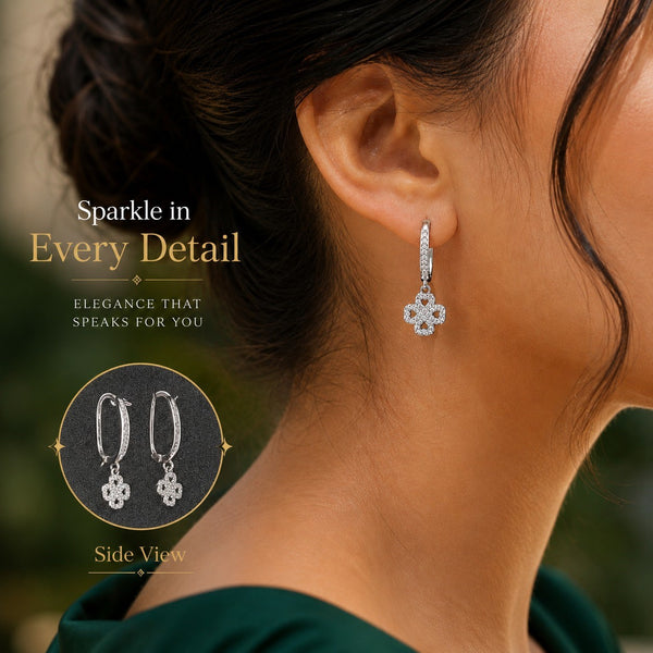 Crystal Clover Hoop Earrings
