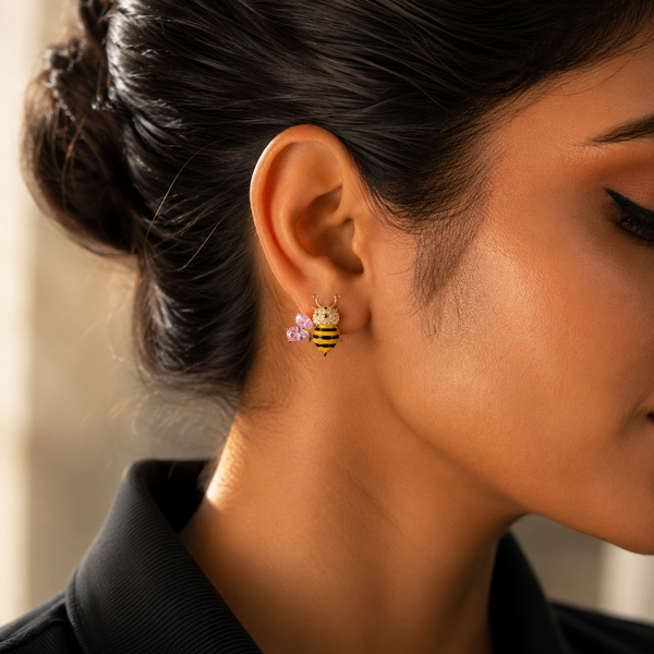 Blush Bee Crystal Stud Earrings