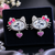Crystal Kitty Heart Stud Earrings
