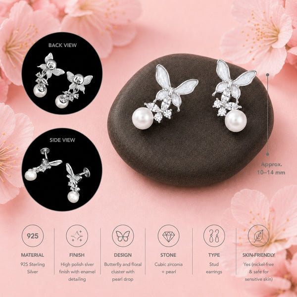 Pearl Butterfly Bloom Earrings