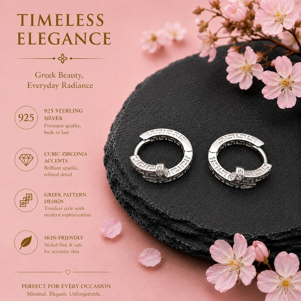 Classic Greek Pattern Hoop Earrings