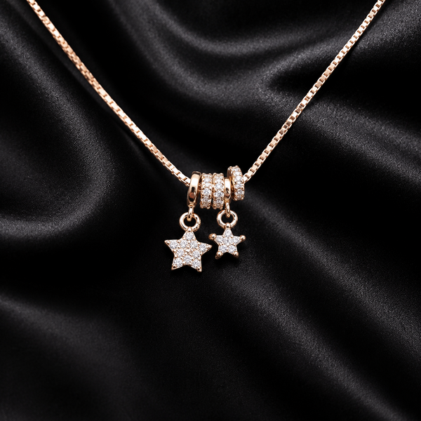 Twin Star Drop Necklace