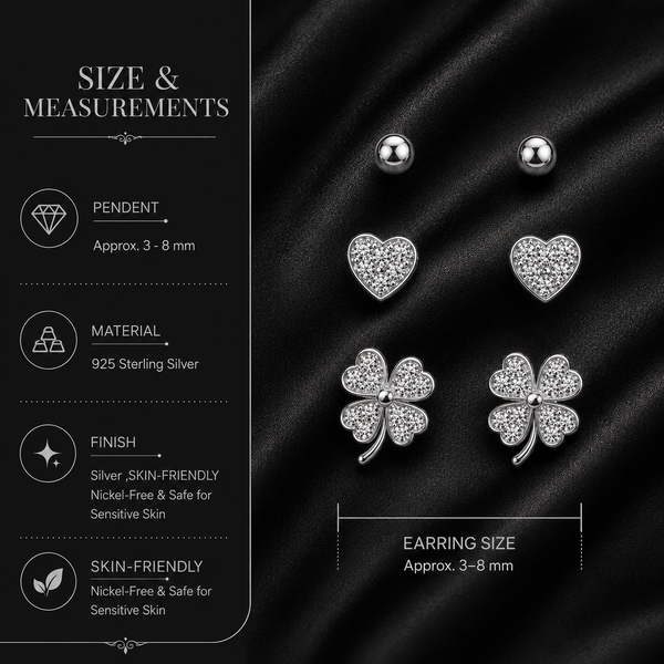 Lucky Clover Charm Stud Set
