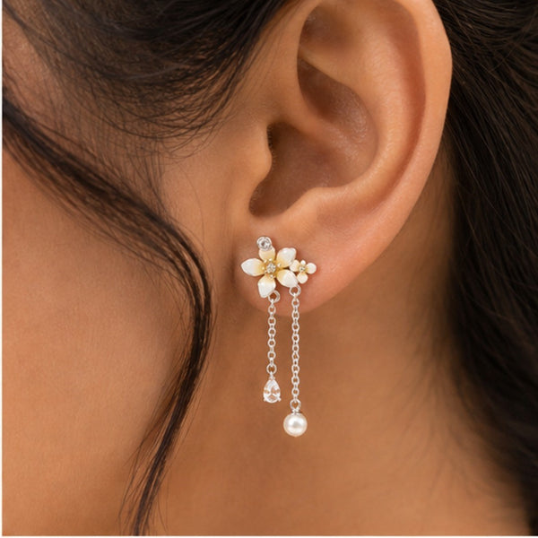 Blossom Pearl Chain Drop Earrings