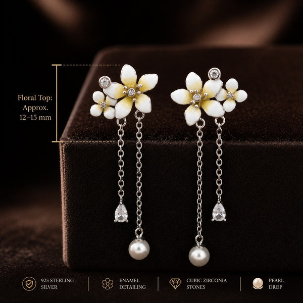 Blossom Pearl Chain Drop Earrings