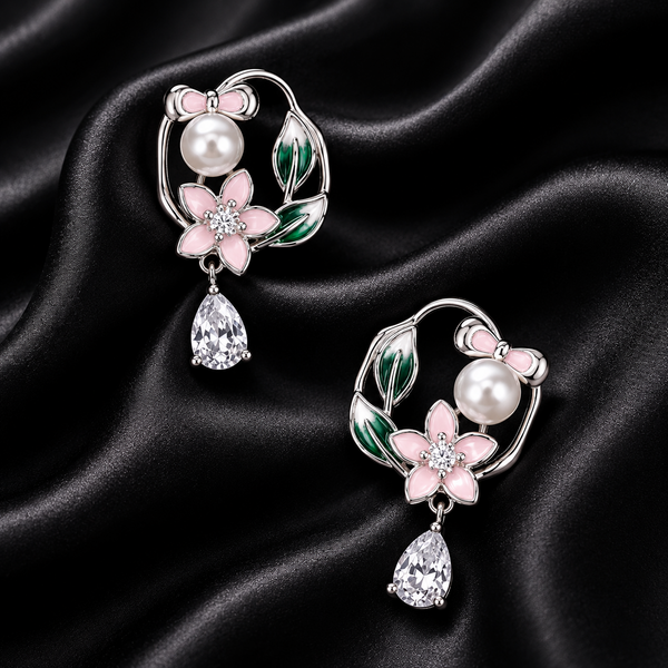 Blossom Pearl Drop Stud Earrings