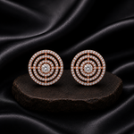 Radiant Halo Circle Stud Earrings : 925 Sterling Silver